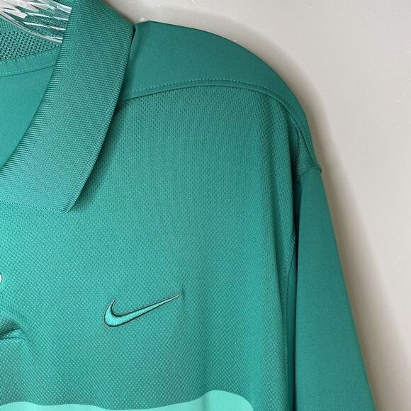 NIKE Shirt Mens XL Dri-Fit Green Performance Polo Standard-Fit Golf - Picture 5 of 7